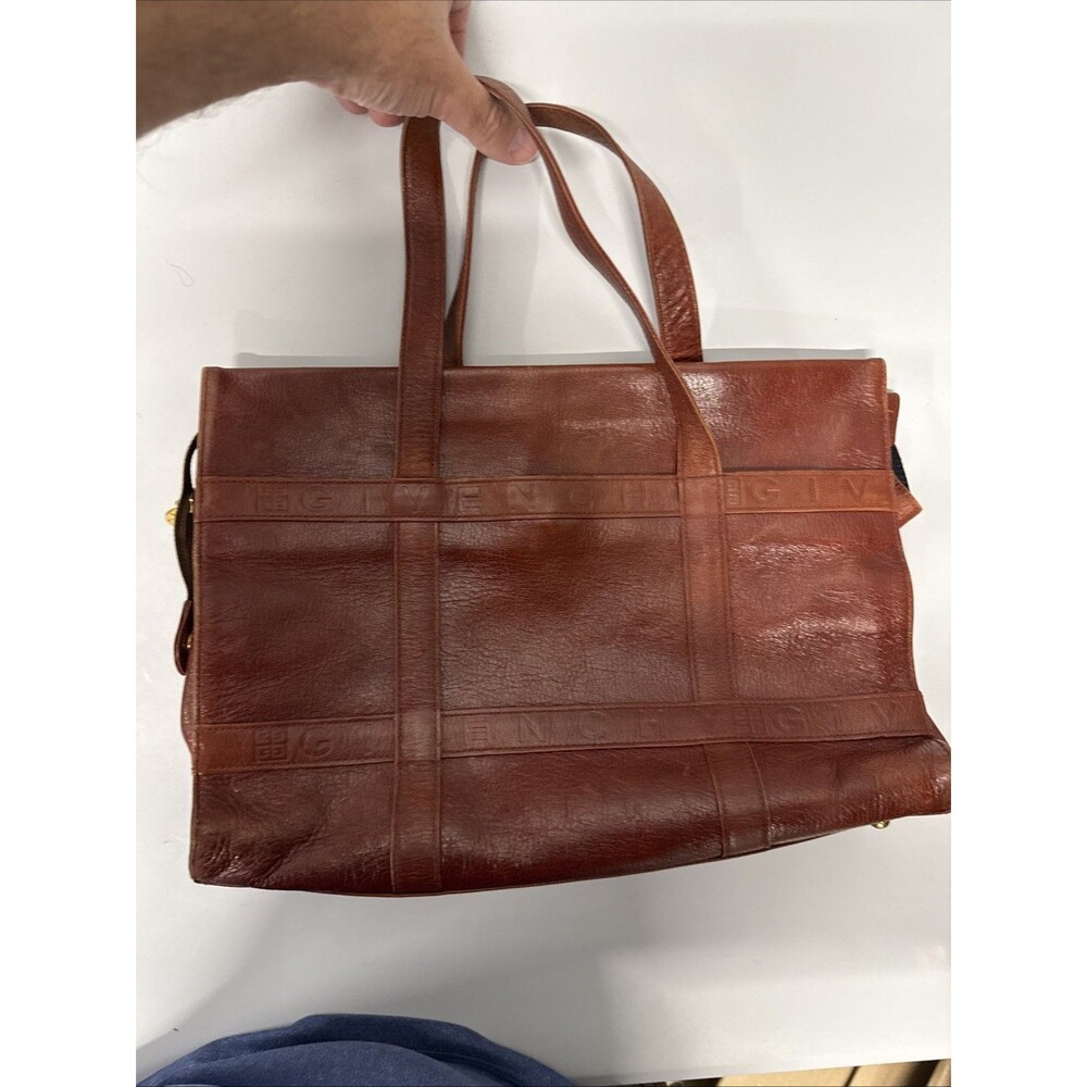 Givenchy Vintage Leather Tote Bag Bordeaux Brown Unisex Rare Authentic